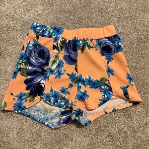Floral Print Skirt with Blue and Orange